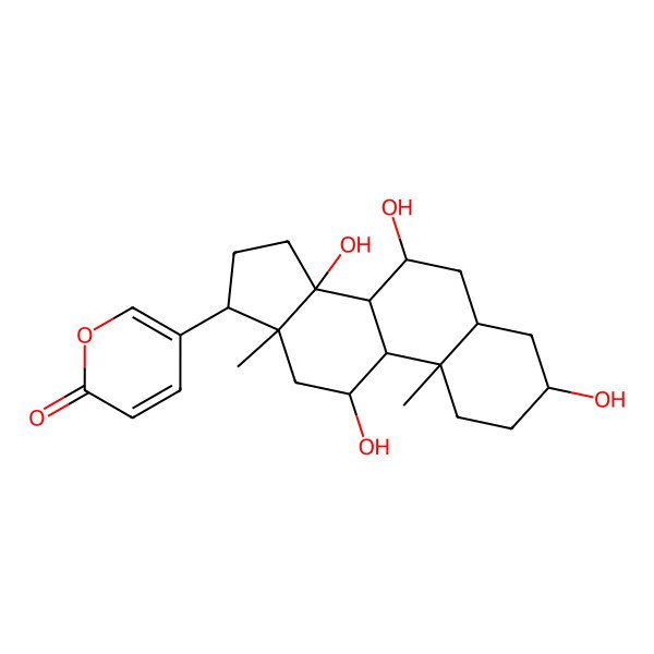 2D Structure of 5-(3,7,11,14-Tetrahydroxy-10,13-dimethyl-1,2,3,4,5,6,7,8,9,11,12,15,16,17-tetradecahydrocyclopenta[a]phenanthren-17-yl)pyran-2-one