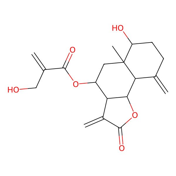 2D Structure of (6-Hydroxy-5a-methyl-3,9-dimethylidene-2-oxo-3a,4,5,6,7,8,9a,9b-octahydrobenzo[g][1]benzofuran-4-yl) 2-(hydroxymethyl)prop-2-enoate