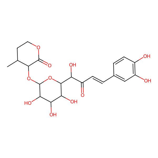 2D Structure of 3-[(3R,4S,5S,6S)-6-[(E)-4-deuterio-4-(3,4-dihydroxyphenyl)-1-hydroxy-2-oxobut-3-enyl]-3,4,5-trihydroxyoxan-2-yl]oxy-4-methyloxan-2-one