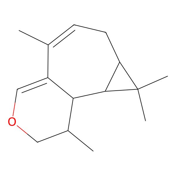 2D Structure of 3,3,7,12-Tetramethyl-10-oxatricyclo[6.4.0.02,4]dodeca-6,8-diene