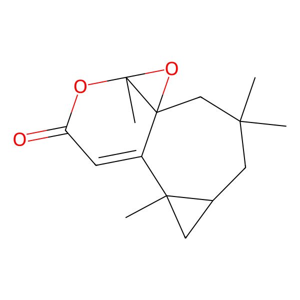2D Structure of 3,3,7,12-Tetramethyl-11,13-dioxatetracyclo[6.5.0.01,12.05,7]tridec-8-en-10-one
