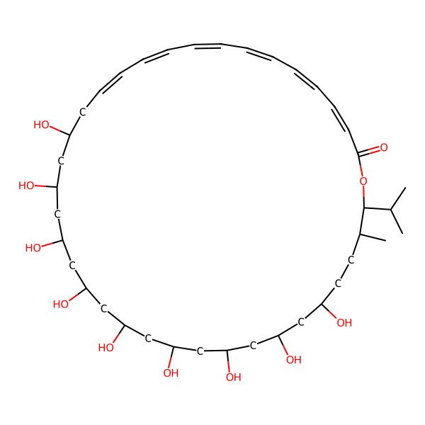 2D Structure of 16,18,20,22,24,26,28,30,32-Nonahydroxy-35-methyl-36-propan-2-yl-1-oxacyclohexatriaconta-3,5,7,9,11,13-hexaen-2-one
