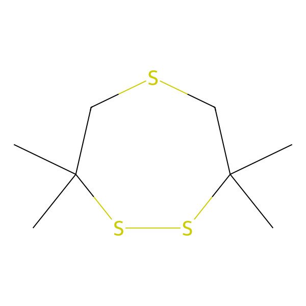2D Structure of 3,3,7,7-Tetramethyl-1,2,5-trithiepane