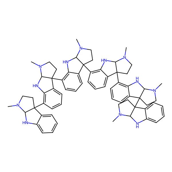 2D Structure of 3-Methyl-5-(3-methyl-1,2,3a,4-tetrahydropyrrolo[2,3-b]indol-8b-yl)-8b-[3-methyl-8b-[3-methyl-8b-[3-methyl-8b-(3-methyl-1,2,3a,4-tetrahydropyrrolo[2,3-b]indol-8b-yl)-1,2,3a,4-tetrahydropyrrolo[2,3-b]indol-5-yl]-1,2,3a,4-tetrahydropyrrolo[2,3-b]indol-5-yl]-1,2,3a,4-tetrahydropyrrolo[2,3-b]indol-5-yl]-1,2,3a,4-tetrahydropyrrolo[2,3-b]indole