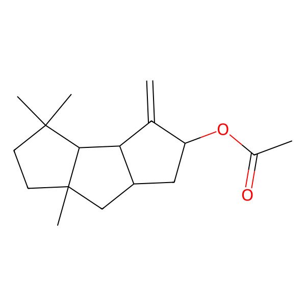 2D Structure of (3,3,7a-Trimethyl-4-methylidene-1,2,3a,3b,5,6,6a,7-octahydrocyclopenta[a]pentalen-5-yl) acetate