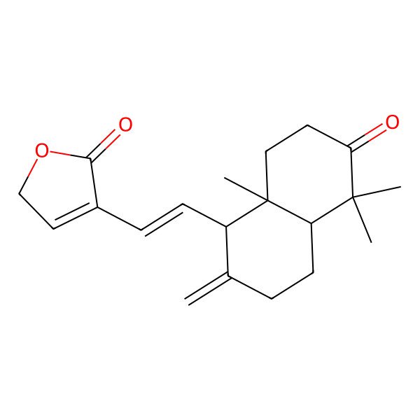 2D Structure of 4-[2-(5,5,8a-trimethyl-2-methylidene-6-oxo-1,3,4,4a,7,8-hexahydronaphthalen-1-yl)ethenyl]-2H-furan-5-one