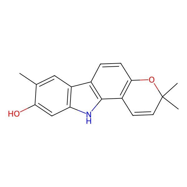 2D Structure of 3,3,8-trimethyl-11H-pyrano[3,2-a]carbazol-9-ol