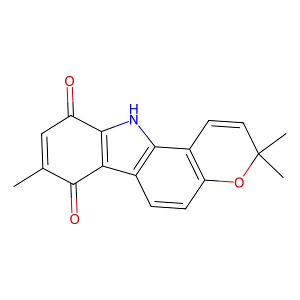 2D Structure of 3,3,8-trimethyl-11H-pyrano[3,2-a]carbazole-7,10-dione