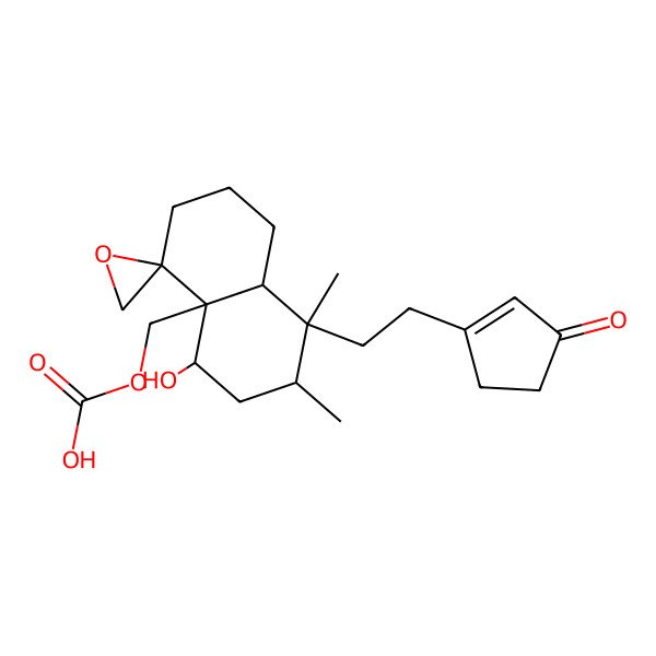 2D Structure of [(4R,4aR,5S,7R,8S,8aR)-5-hydroxy-7,8-dimethyl-8-[2-(3-oxocyclopenten-1-yl)ethyl]spiro[2,3,5,6,7,8a-hexahydro-1H-naphthalene-4,2'-oxirane]-4a-yl]methyl hydrogen carbonate