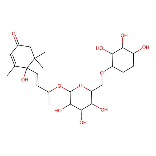 2D Structure of 4-Hydroxy-3,5,5-trimethyl-4-[3-[3,4,5-trihydroxy-6-[(2,3,4-trihydroxycyclohexyl)oxymethyl]oxan-2-yl]oxybut-1-enyl]cyclohex-2-en-1-one