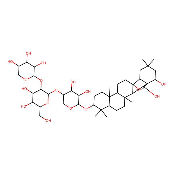 2D Structure of (2S,3R,4S,5R)-2-[(2S,3R,4S,5S,6R)-2-[(3S,4R,5R,6S)-6-[[(1S,2R,4S,5R,8R,10S,13R,14R,17S,18R,22S)-2,22-dihydroxy-4,5,9,9,13,20,20-heptamethyl-24-oxahexacyclo[15.5.2.01,18.04,17.05,14.08,13]tetracosan-10-yl]oxy]-4,5-dihydroxyoxan-3-yl]oxy-4,5-dihydroxy-6-(hydroxymethyl)oxan-3-yl]oxyoxane-3,4,5-triol