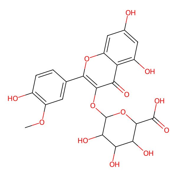 2D Structure of 6-{[5,7-dihydroxy-2-(4-hydroxy-3-methoxyphenyl)-4-oxo-4H-chromen-3-yl]oxy}-3,4,5-trihydroxyoxane-2-carboxylic acid