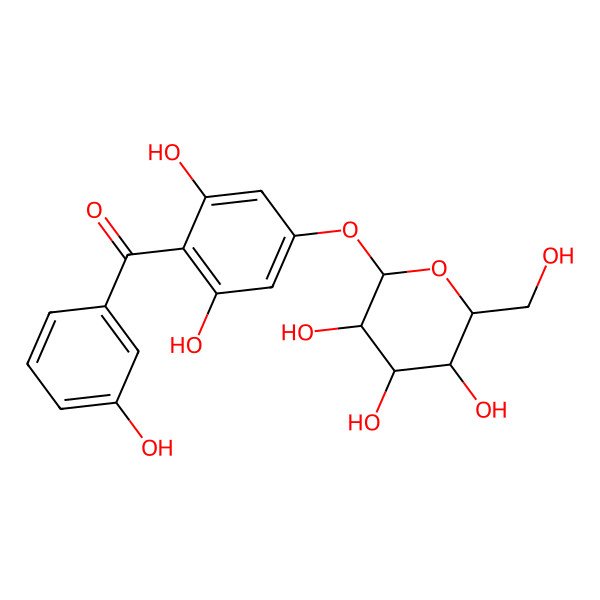 2D Structure of [2,6-dihydroxy-4-[(2S,3R,4S,5S,6R)-3,4,5-trihydroxy-6-(hydroxymethyl)oxan-2-yl]oxyphenyl]-(3-hydroxyphenyl)methanone