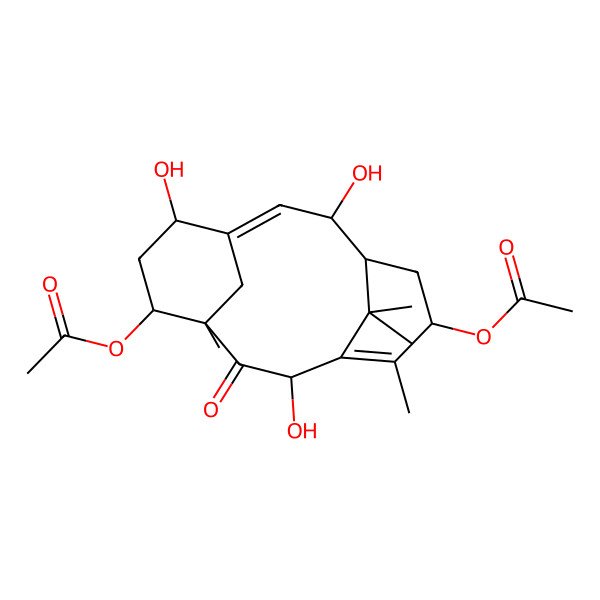 2D Structure of [(1E,3S,4S,6S,9R,11S,12S,14S)-12-acetyloxy-3,9,14-trihydroxy-7,11,16,16-tetramethyl-10-oxo-6-tricyclo[9.3.1.14,8]hexadeca-1,7-dienyl] acetate