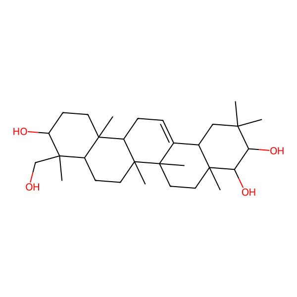 2D Structure of (4aR,6bR,9S,10S,12aR,14bS)-9-(hydroxymethyl)-2,2,4a,6a,6b,9,12a-heptamethyl-1,3,4,5,6,6a,7,8,8a,10,11,12,13,14b-tetradecahydropicene-3,4,10-triol