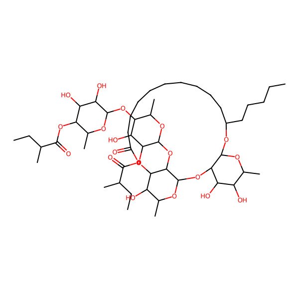 2D Structure of [4,5-Dihydroxy-6-[4-hydroxy-2-methyl-5-(2-methylbutanoyloxy)-6-[(4,5,23-trihydroxy-6,24-dimethyl-20-oxo-10-pentyl-2,7,9,21,25-pentaoxatricyclo[20.3.1.03,8]hexacosan-26-yl)oxy]oxan-3-yl]oxy-2-methyloxan-3-yl] 2-methylbutanoate
