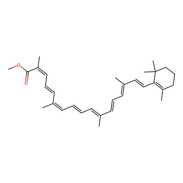 2D Structure of Methyl 2,6,11,15-tetramethyl-17-(2,6,6-trimethylcyclohexen-1-yl)heptadeca-2,4,6,8,10,12,14,16-octaenoate