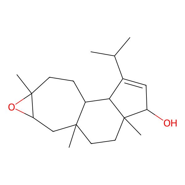 2D Structure of (1R,2S,5S,6S,9S,11R,13S)-6,9,13-trimethyl-3-propan-2-yl-12-oxatetracyclo[7.6.0.02,6.011,13]pentadec-3-en-5-ol