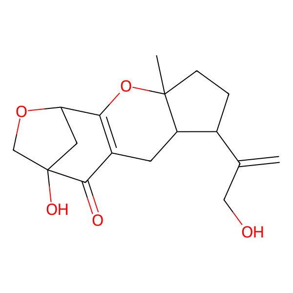 2D Structure of 12-Hydroxy-7-(3-hydroxyprop-1-en-2-yl)-4-methyl-3,14-dioxatetracyclo[10.2.1.02,10.04,8]pentadec-2(10)-en-11-one