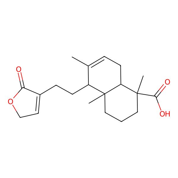 2D Structure of 1,4a,6-trimethyl-5-[2-(5-oxo-2H-furan-4-yl)ethyl]-2,3,4,5,8,8a-hexahydronaphthalene-1-carboxylic acid