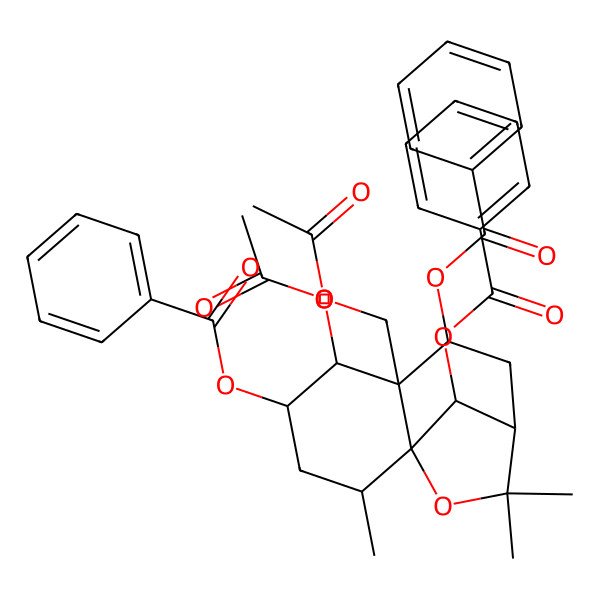 2D Structure of [5-Acetyloxy-6-(acetyloxymethyl)-7,12-dibenzoyloxy-2,10,10-trimethyl-11-oxatricyclo[7.2.1.01,6]dodecan-4-yl] benzoate