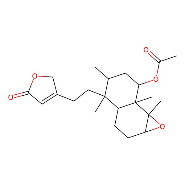 2D Structure of [(1aR,3aS,4R,5R,7R,7aS,7bS)-4,5,7a,7b-tetramethyl-4-[2-(5-oxo-2H-furan-3-yl)ethyl]-2,3,3a,5,6,7-hexahydro-1aH-naphtho[1,2-b]oxiren-7-yl] acetate