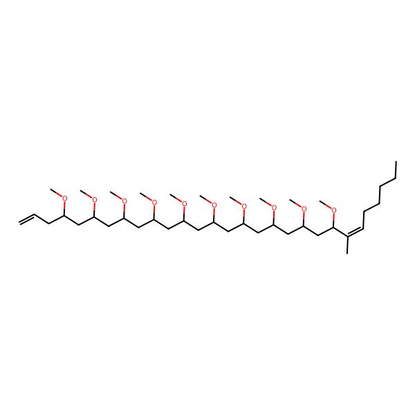 2D Structure of (4S,6S,8S,10S,12S,14S,16S,18S,20S,22S,23E)-4,6,8,10,12,14,16,18,20,22-decamethoxy-23-methylnonacosa-1,23-diene