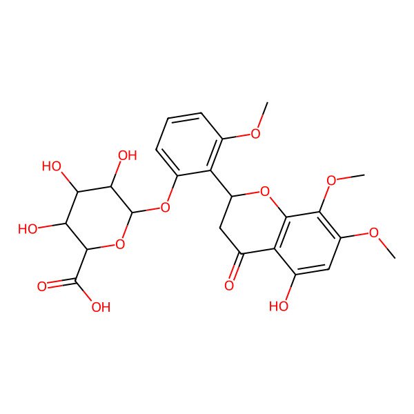 2D Structure of 3,4,5-Trihydroxy-6-[2-(5-hydroxy-7,8-dimethoxy-4-oxo-2,3-dihydrochromen-2-yl)-3-methoxyphenoxy]oxane-2-carboxylic acid