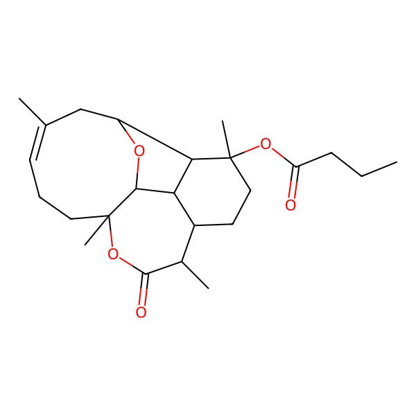 2D Structure of [(1S,2S,3R,4R,7R,8R,11S,14Z,17S)-4,8,11,15-tetramethyl-9-oxo-10,18-dioxatetracyclo[9.7.0.02,7.03,17]octadec-14-en-4-yl] butanoate