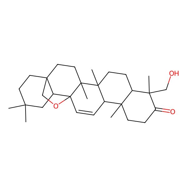 2D Structure of 9-(Hydroxymethyl)-4,5,9,13,20,20-hexamethyl-24-oxahexacyclo[15.5.2.01,18.04,17.05,14.08,13]tetracos-15-en-10-one