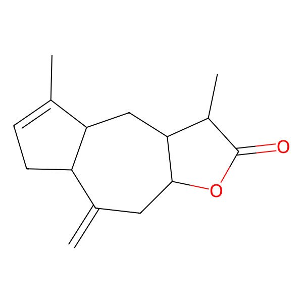 2D Structure of (1R,3aR,5aR,8aR,9aR)-1,8-dimethyl-5-methylidene-1,3a,4,5a,6,8a,9,9a-octahydroazuleno[6,5-b]furan-2-one