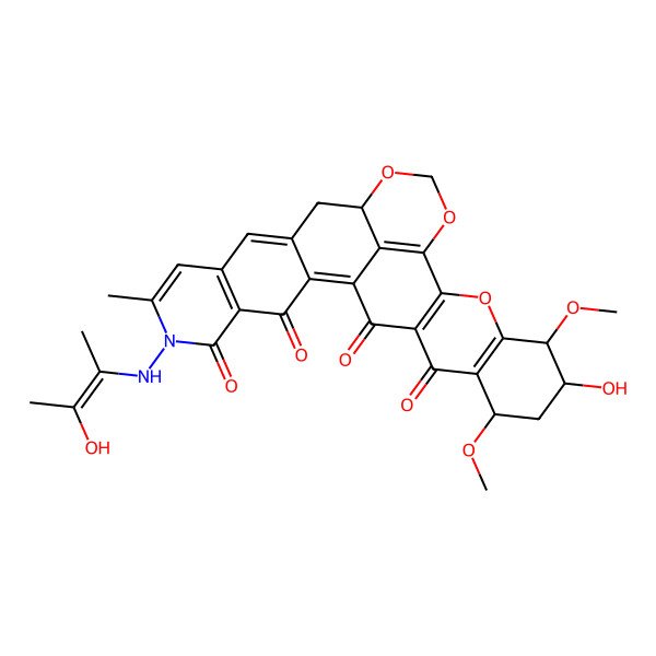 2D Structure of 22-hydroxy-6-[[(Z)-3-hydroxybut-2-en-2-yl]amino]-21,24-dimethoxy-7-methyl-14,16,19-trioxa-6-azaheptacyclo[15.11.1.02,11.04,9.013,29.018,27.020,25]nonacosa-1,4(9),7,10,17(29),18(27),20(25)-heptaene-3,5,26,28-tetrone