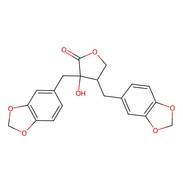 2D Structure of 3,4-Bis(1,3-benzodioxol-5-ylmethyl)-3-hydroxyoxolan-2-one
