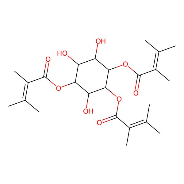 2D Structure of [3,4-Bis(2,3-dimethylbut-2-enoyloxy)-2,5,6-trihydroxycyclohexyl] 2,3-dimethylbut-2-enoate