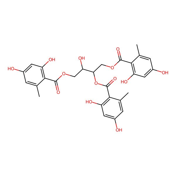2D Structure of [3,4-Bis[(2,4-dihydroxy-6-methylbenzoyl)oxy]-2-hydroxybutyl] 2,4-dihydroxy-6-methylbenzoate