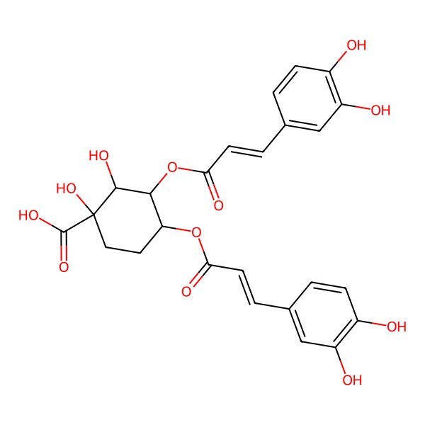 2D Structure of 3,4-Bis[3-(3,4-dihydroxyphenyl)prop-2-enoyloxy]-1,2-dihydroxycyclohexane-1-carboxylic acid