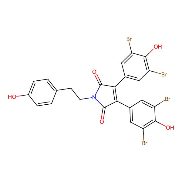 2D Structure of 3,4-Bis(3,5-dibromo-4-hydroxyphenyl)-1-[2-(4-hydroxyphenyl)ethyl]-3-pyrroline-2,5-dione