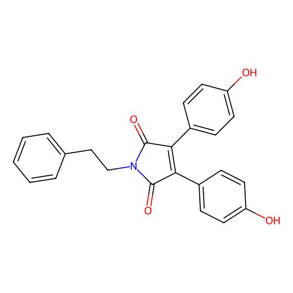 2D Structure of 3,4-Bis(4-hydroxyphenyl)-1-(2-phenylethyl)pyrrole-2,5-dione