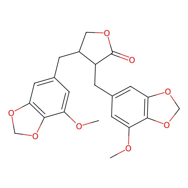 2D Structure of 3,4-Bis[(7-methoxy-1,3-benzodioxol-5-yl)methyl]oxolan-2-one