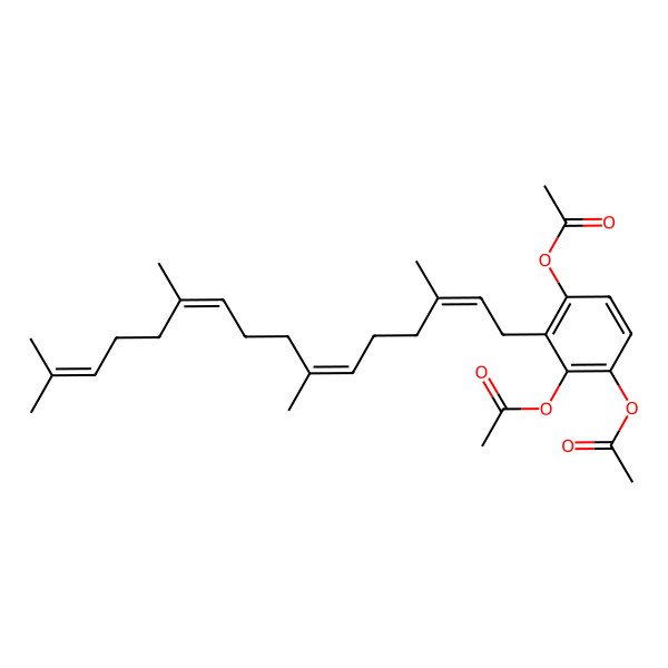 2D Structure of [3,4-diacetyloxy-2-[(2E,6E,10E)-3,7,11,15-tetramethylhexadeca-2,6,10,14-tetraenyl]phenyl] acetate