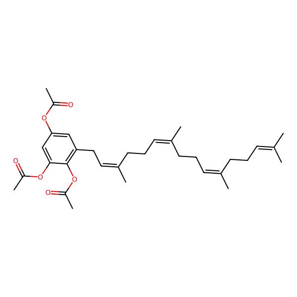 2D Structure of [3,4-diacetyloxy-5-[(2E,6E,10E)-3,7,11,15-tetramethylhexadeca-2,6,10,14-tetraenyl]phenyl] acetate