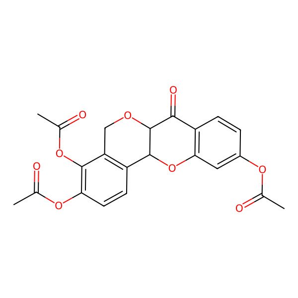 2D Structure of (3,4-diacetyloxy-7-oxo-6a,12a-dihydro-5H-isochromeno[4,3-b]chromen-10-yl) acetate