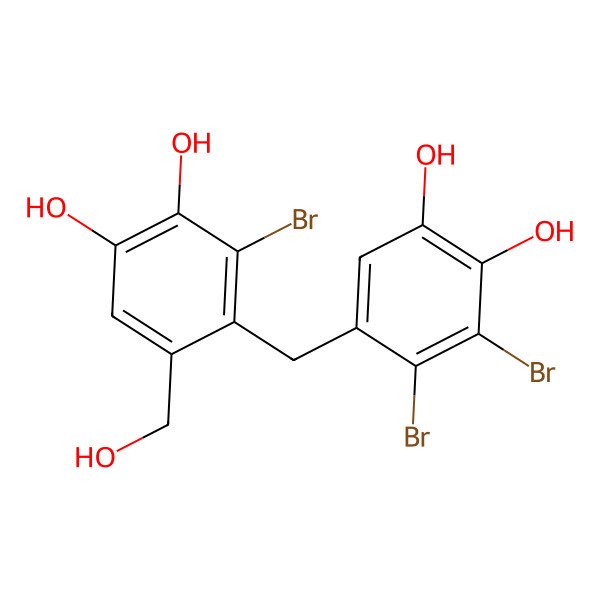 2D Structure of 3,4-Dibromo-5-[2-bromo-3,4-dihydroxy-6-(hydroxymethyl)benzyl]benzene-1,2-diol