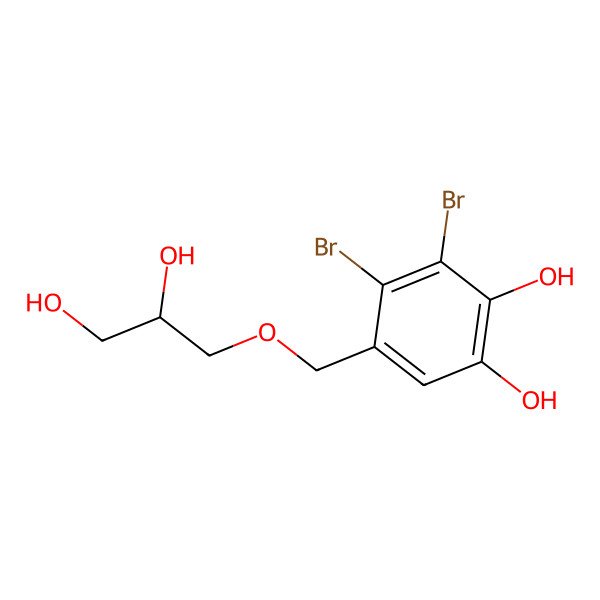 2D Structure of 3,4-Dibromo-5-((2,3-dihydroxypropoxy)methyl)benzene-1,2-diol