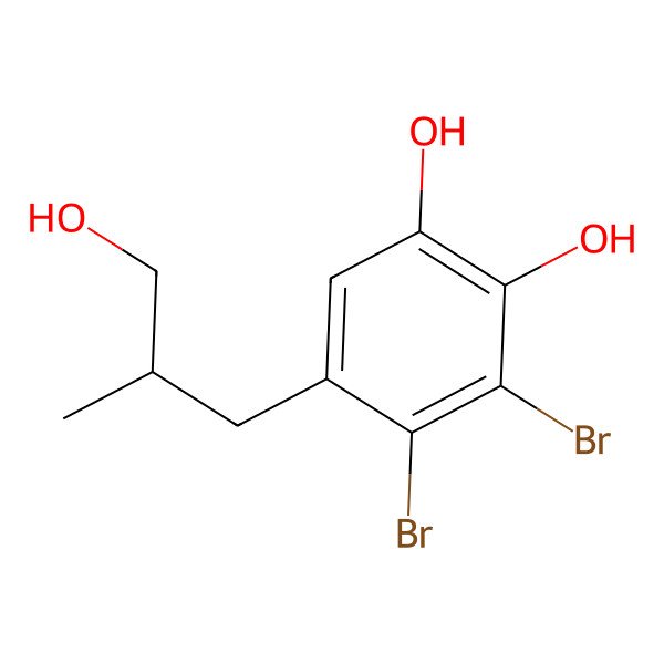 2D Structure of 3,4-dibromo-5-[(2S)-3-hydroxy-2-methylpropyl]benzene-1,2-diol