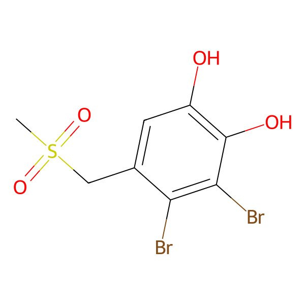 2D Structure of 3,4-Dibromo-5-((methylsulfonyl)methyl)benzene-1,2-diol