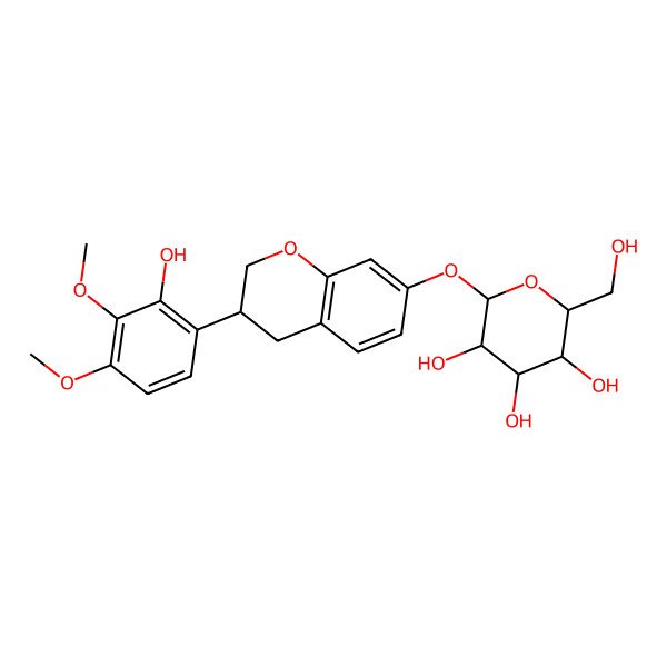2D Structure of 3,4-Dihydro-3-(2-hydroxy-3,4-dimethoxyphenyl)-2H-1-benzopyran-7-yl beta-D-glucopyranoside