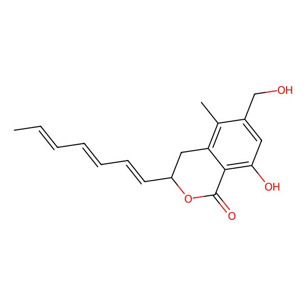 2D Structure of 3,4-Dihydro-3-heptantrienyl-8-hydroxyl-6-hydroxymethyl-5-methylisocoumarin