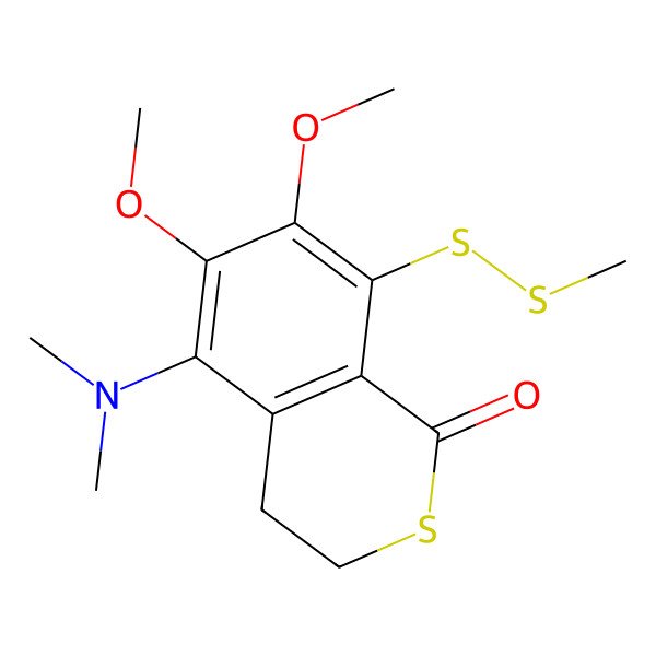2D Structure of 5-(Dimethylamino)-6,7-dimethoxy-8-(methyldisulfanyl)-3,4-dihydroisothiochromen-1-one