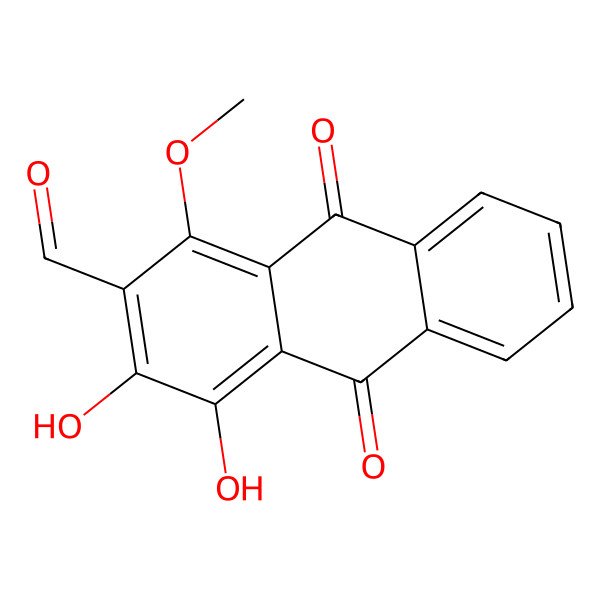 2D Structure of 3,4-Dihydroxy-1-methoxy-9,10-dioxoanthracene-2-carbaldehyde